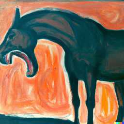 a horse, painting by Edvard Munch generated by DALL·E 2